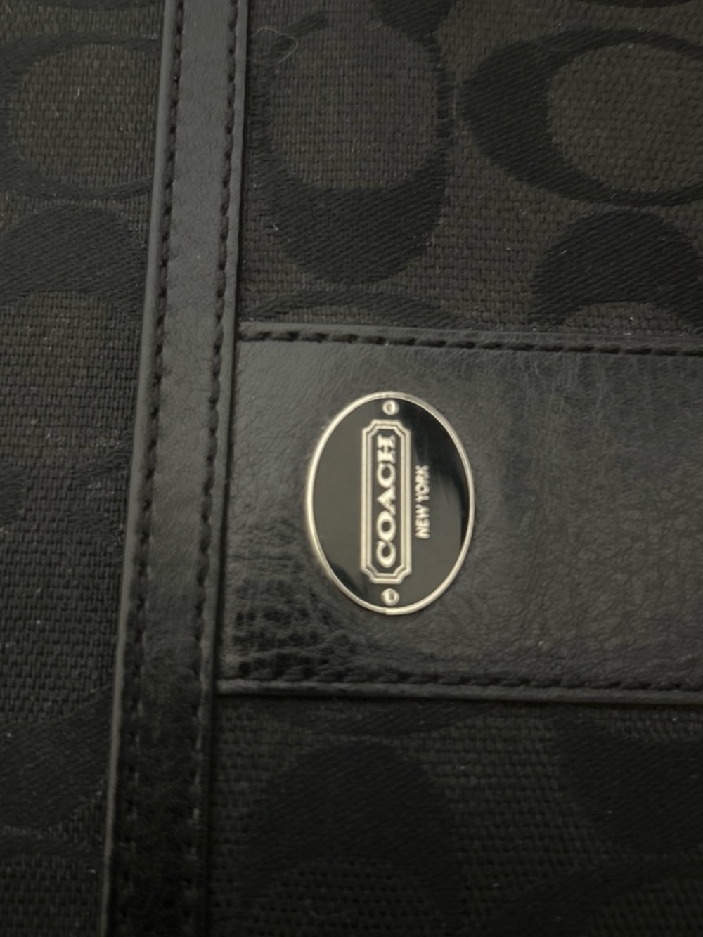 Coach Black Signature Canvas tablet case Pouch with Leather Trim
